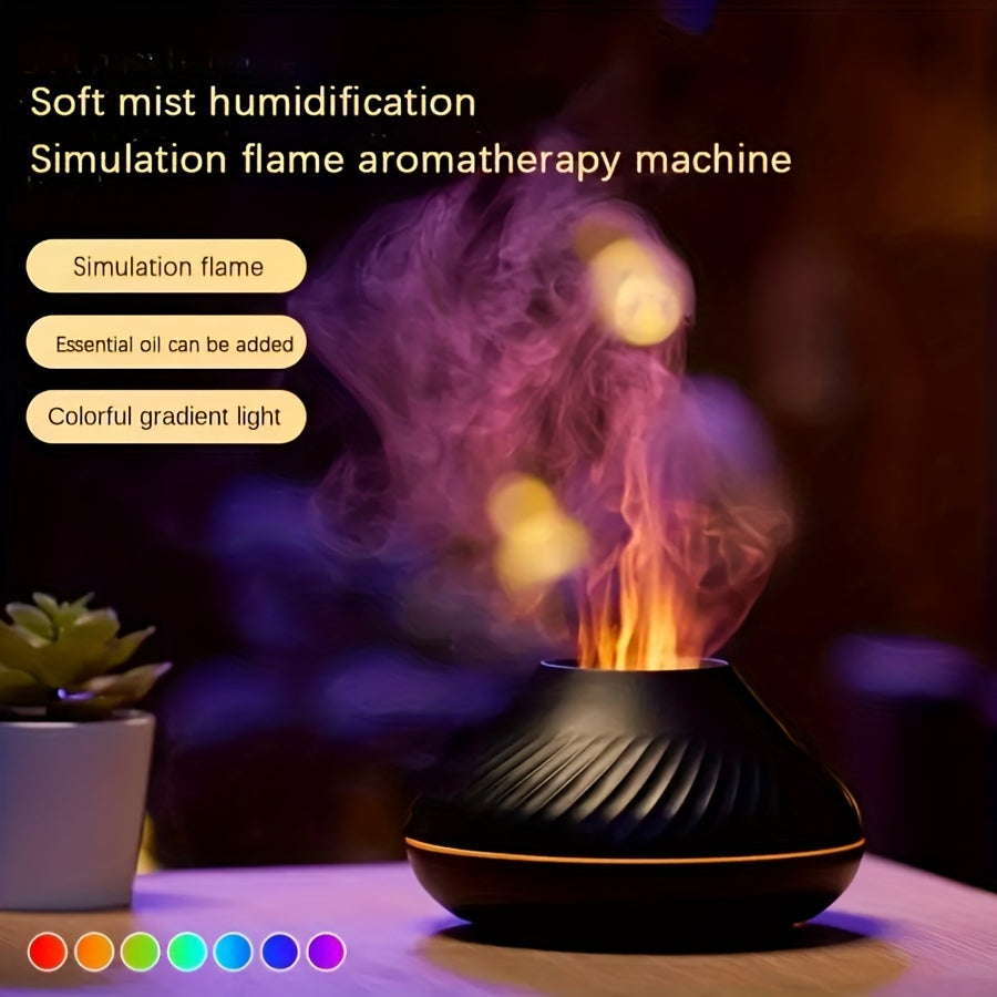 New Flame Light Aromatherapy Humidifier Ultrasonic Spray Fragrance Replenishment Expansion Fragrance Machine Essential Oil Humidifier Aromatherapy Machine Candle 7-color Atmosphere Light