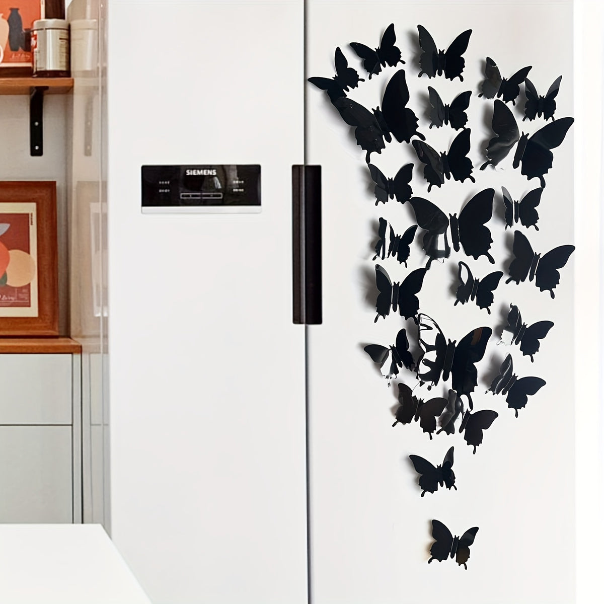 24pcs Black Butterfly Wall Decals - Removable & Waterproof Vinyl Stickers for Bedroom, Living Room, and Home Decor