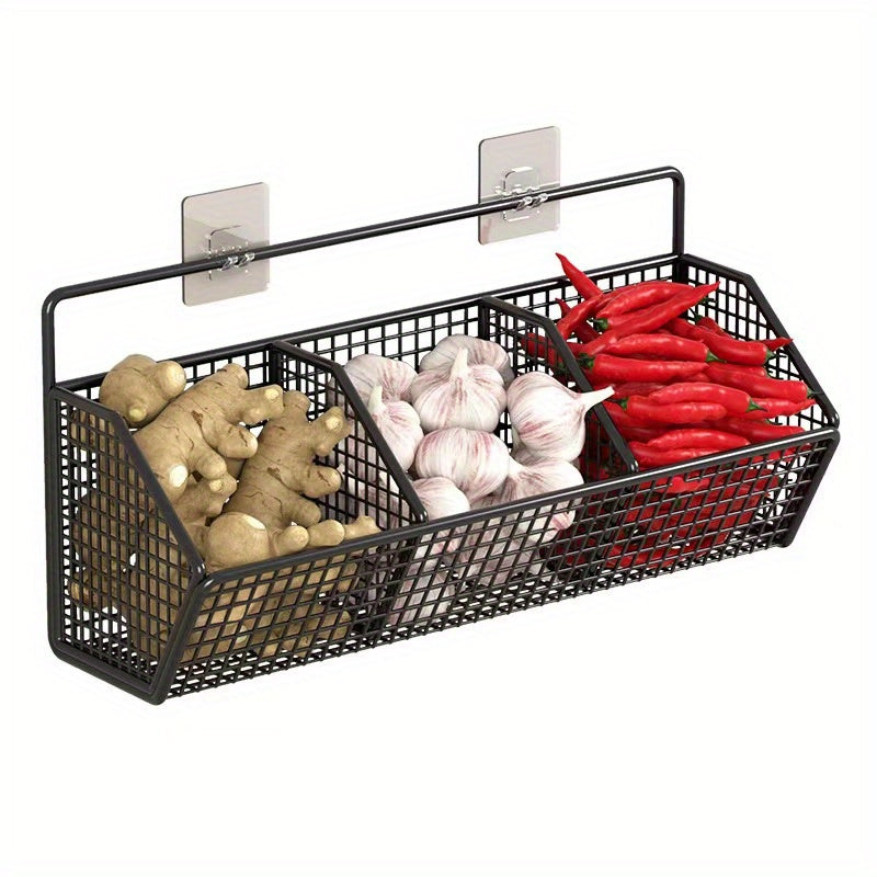 Stylish Kitchen Storage Basket - Durable, Adjustable, And Spacious Organizer for Spices, Garlic, Onions, Vegetables, And More - Perfect for Maximizing Home Kitchen Organization And Reducing Clutter