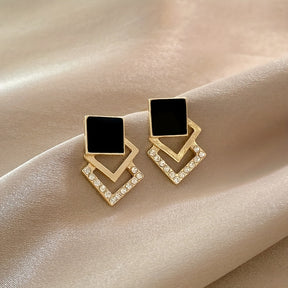 1 pair of simple geometric square earrings for women vintage Precious Stone-studded fashion earrings as a gift for friends