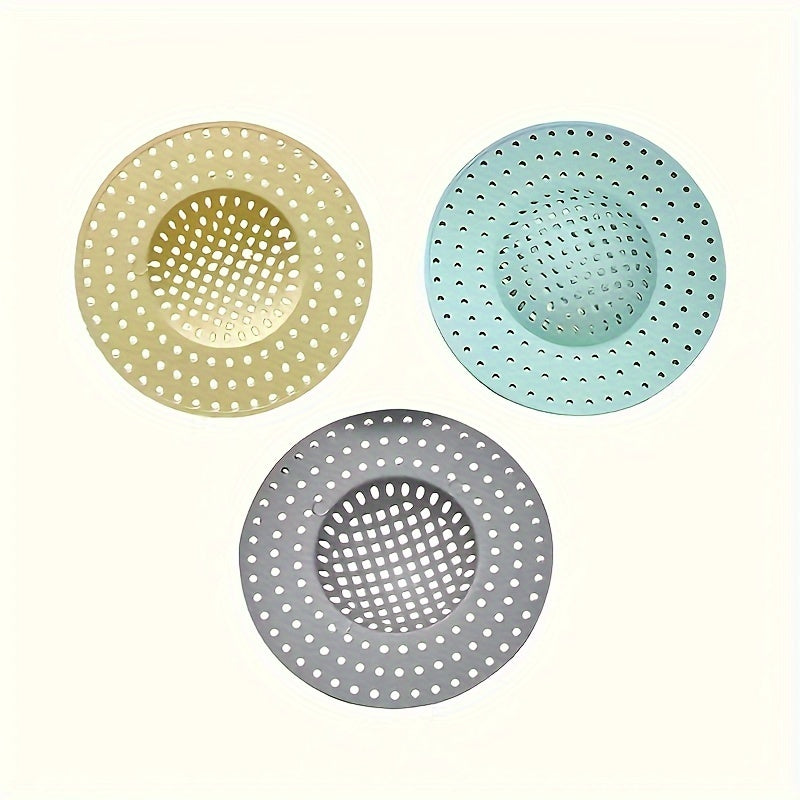 [Popular Choice] 3pcs Kitchen Sink Strainers - Hair & Food Catcher, Essential Drain Protection Baskets in Light Green & Blue, Durable Plastic Mesh for Home Use