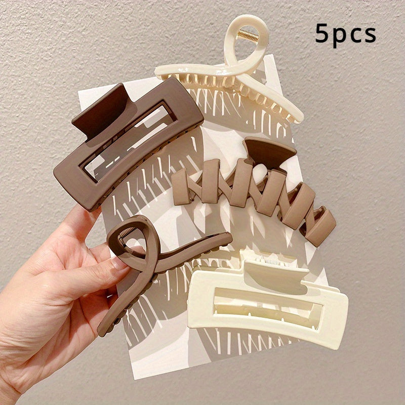 5/8/10pcs Coffee Milk Colored Hair Clips, Flower Square Semicircle Shaped Hairpins, Suitable For Party Holiday Hair Styling, Perfect Gifts For Girls