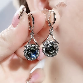 Elegant French-Inspired Cubic Zirconia Drop Earrings - Luxurious Sparkle for Women, Perfect for Weddings & Parties