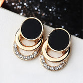 Fashion Geometric Stud Earrings for Women, Elegant Alloy Circle Charm Earrings, with Synthetic Zirconia Accents, Stainless Steel Post, for Wedding Party Jewelry, Suitable for Ages 15+