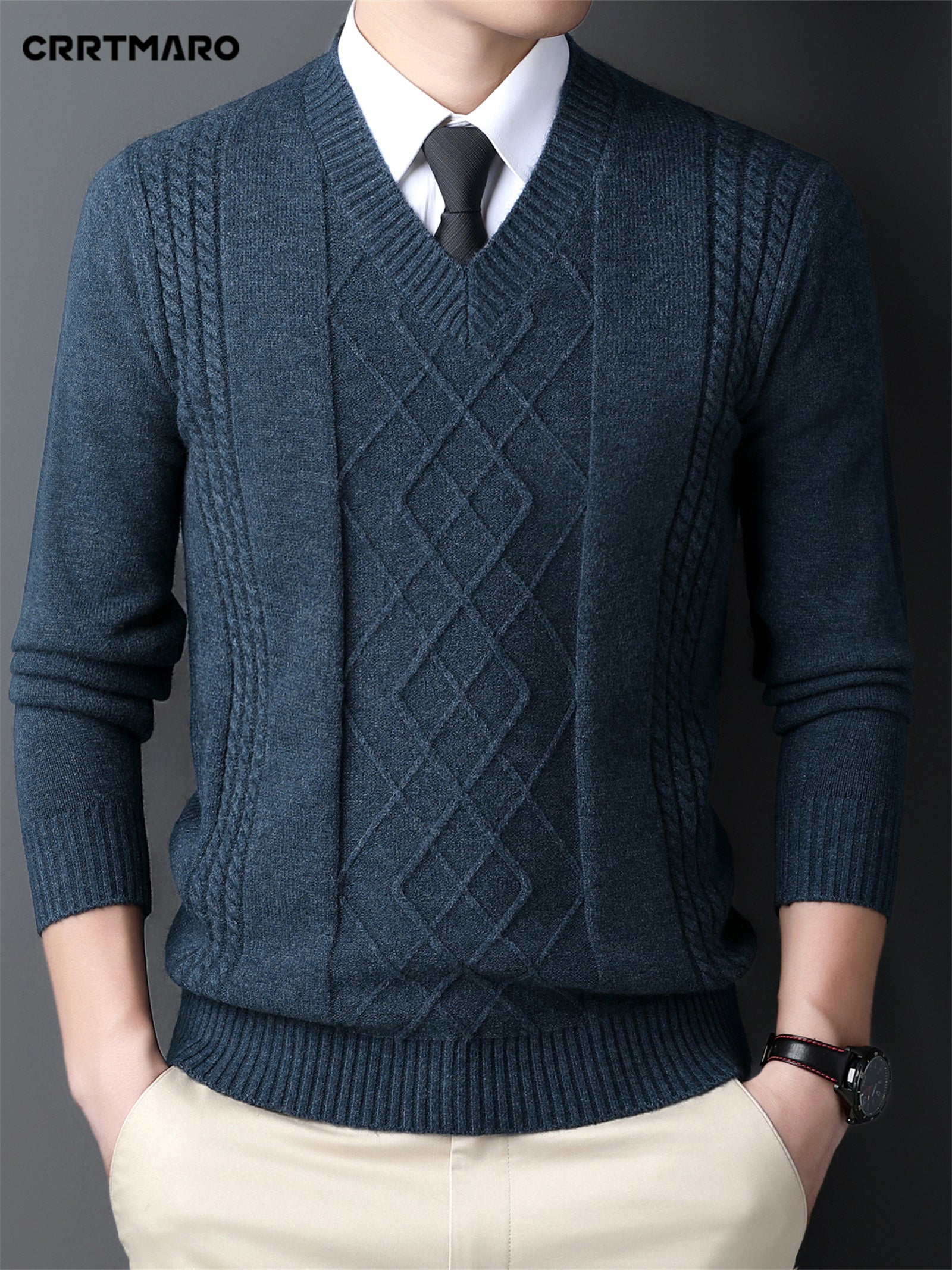 [Customer Favorite] Men's Casual V-Neck Sweater - Soft Knit Pullover for Fall & Winter, Versatile Solid Color