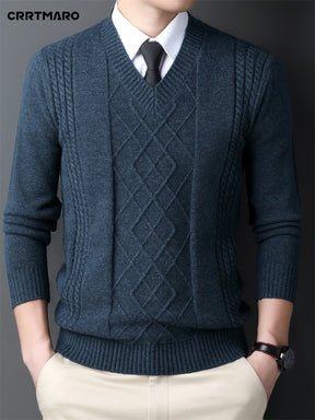 [Customer Favorite] Men's Casual V-Neck Sweater - Soft Knit Pullover for Fall & Winter, Versatile Solid Color