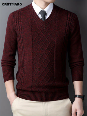 [Customer Favorite] Men's Casual V-Neck Sweater - Soft Knit Pullover for Fall & Winter, Versatile Solid Color