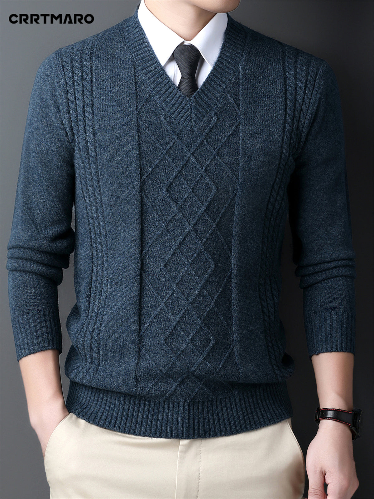 [Customer Favorite] Men's Casual V-Neck Sweater - Soft Knit Pullover for Fall & Winter, Versatile Solid Color