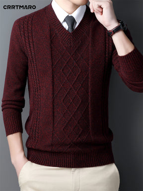 [Customer Favorite] Men's Casual V-Neck Sweater - Soft Knit Pullover for Fall & Winter, Versatile Solid Color