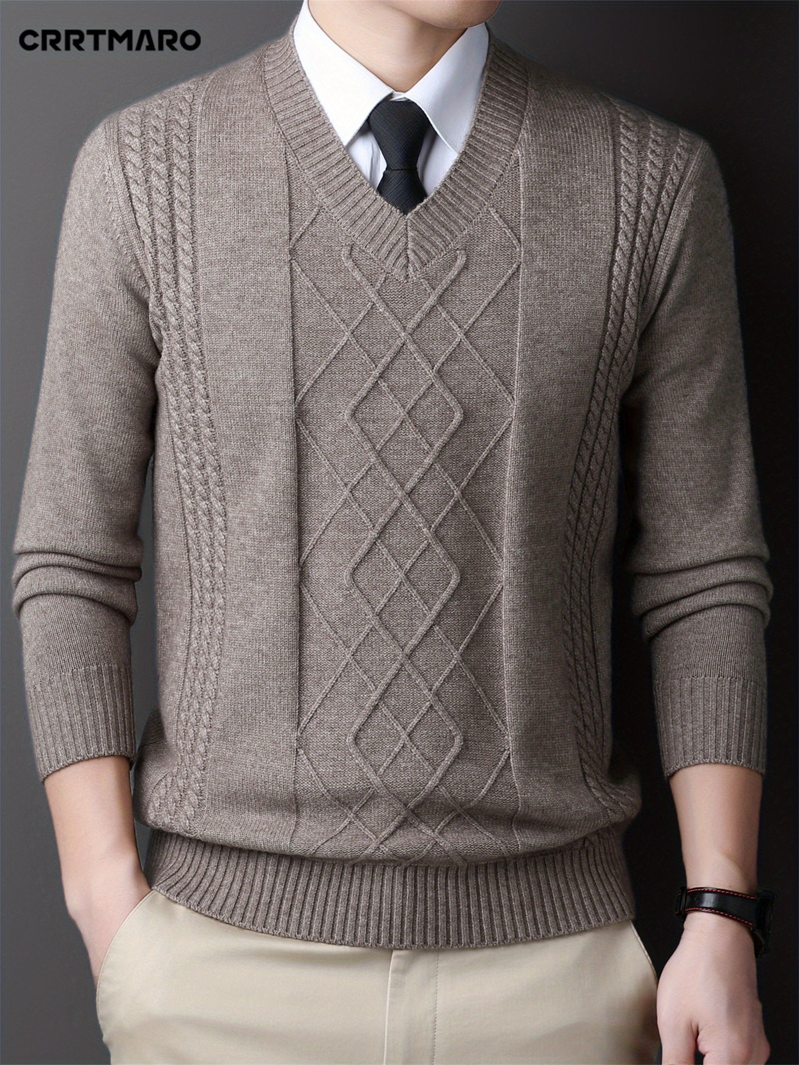 [Customer Favorite] Men's Casual V-Neck Sweater - Soft Knit Pullover for Fall & Winter, Versatile Solid Color