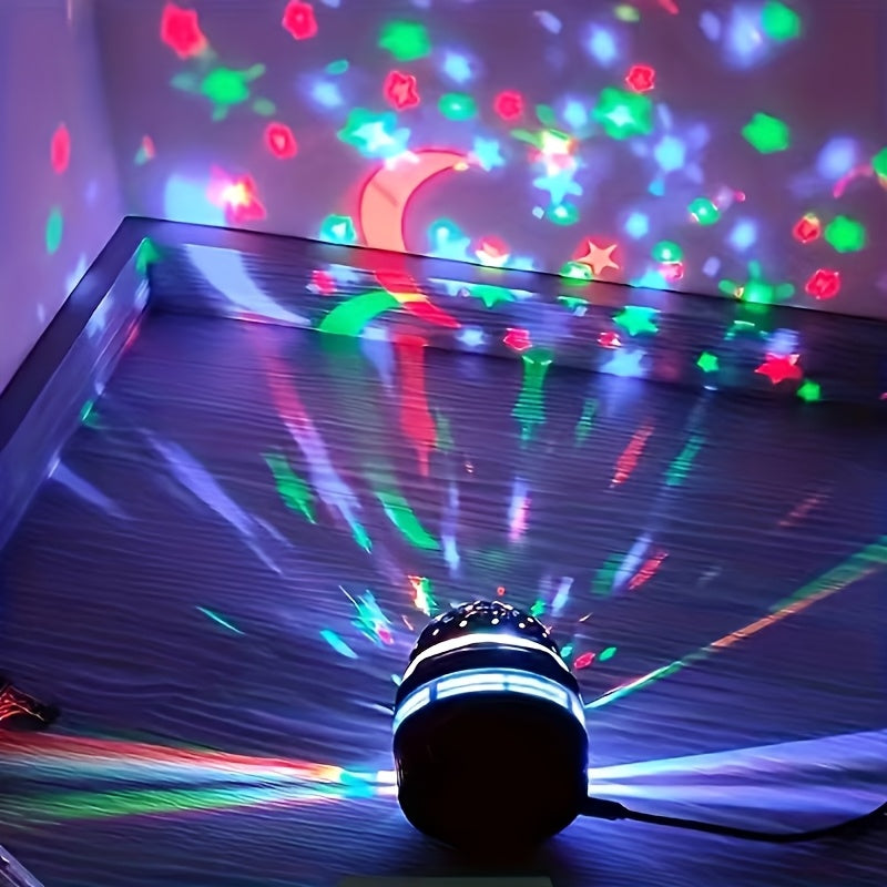 USB-Powered LED Starry Sky Projector - Colorful Rotating Magic Ball Light for Bedroom, Living Room & Car - Perfect Birthday Gift