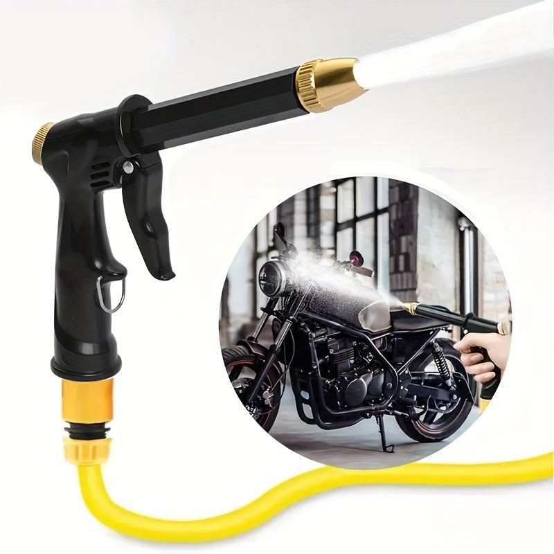 1pc Motorcycle Cleaning Water Gun, High-Pressure Car Washing Water Gun, Plastic Gun Body, Garden Water Hose Nozzle, Garden Shower, Powerful Cleaning