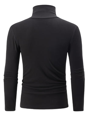 3pcs Men's Thermal Turtleneck Long Sleeve T-Shirts - Warm, Stretchy & Casual for Fall/Winter