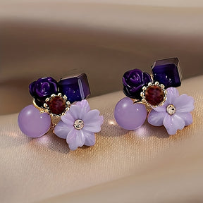 Shiny Flower Shape Stud Earrings Inlaid Shiny zirconia Elegant Ear Jewelry Decorations For Women