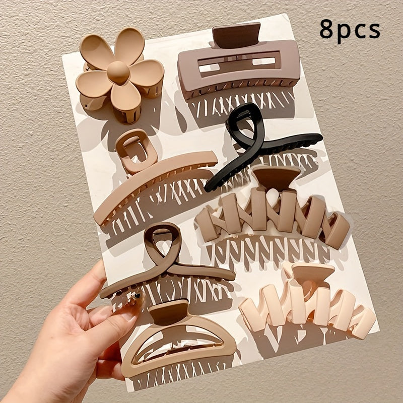 5/8/10pcs Coffee Milk Colored Hair Clips, Flower Square Semicircle Shaped Hairpins, Suitable For Party Holiday Hair Styling, Perfect Gifts For Girls