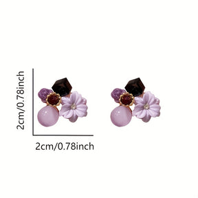 Shiny Flower Shape Stud Earrings Inlaid Shiny zirconia Elegant Ear Jewelry Decorations For Women