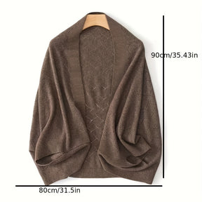 Women's Casual Knit Shawl Scarf - Versatile Solid Color, Batwing Sleeves, Cozy & Warm for Fall/Winter