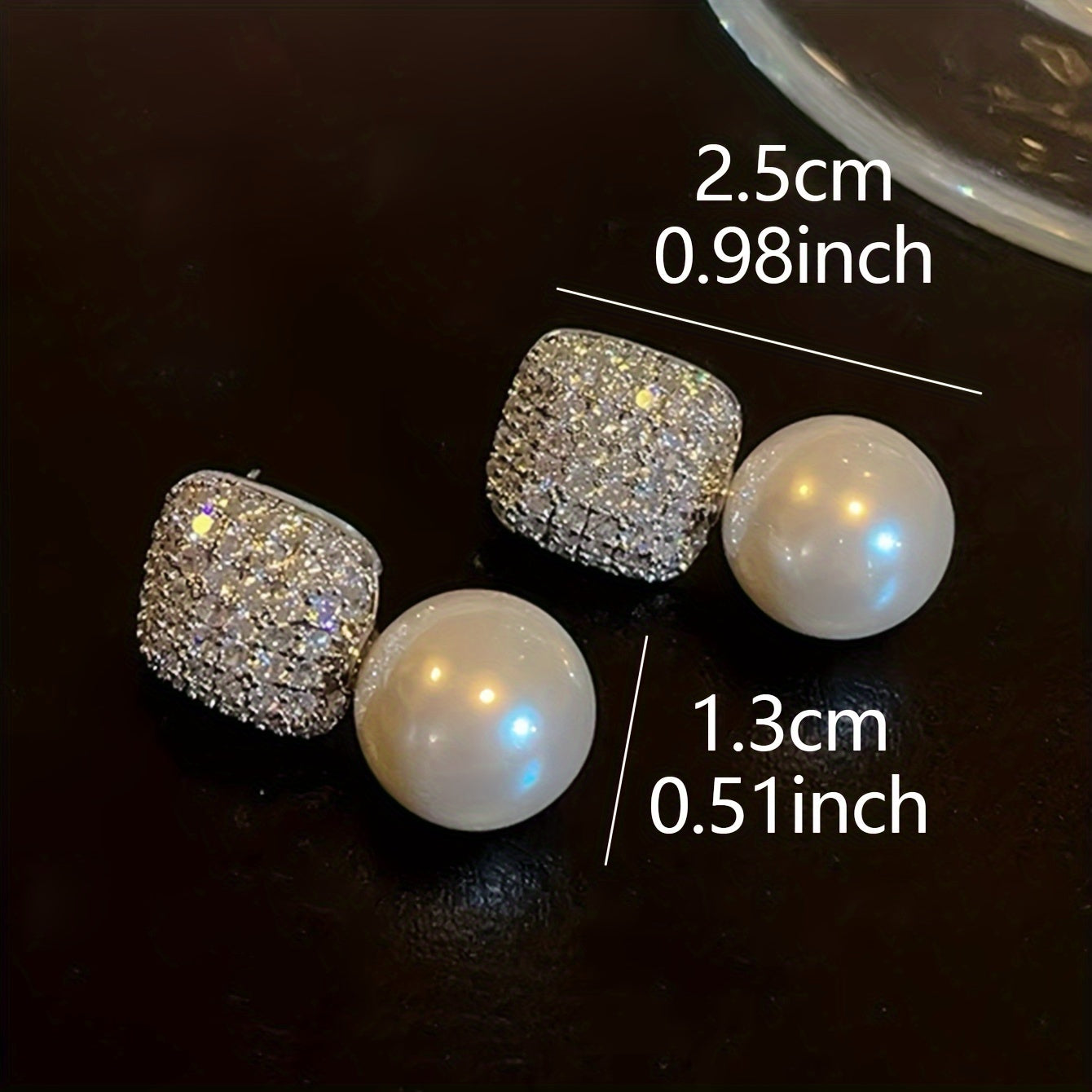 1 Pair Of Luxury Women's Earrings With Full Artificial Crystal Artificial Pearl, Perfect As A Daily Or Festival Gift, Suitable For Yearound Wear