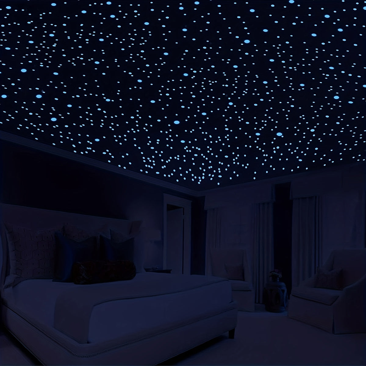 808pcs Luminous Ceiling Ceiling, Glow Wall Stickers Decorative Stickers, 3D Dot Decor Starry Sky Decor For Bedroom Or Birthday Gift (4 Sheets)