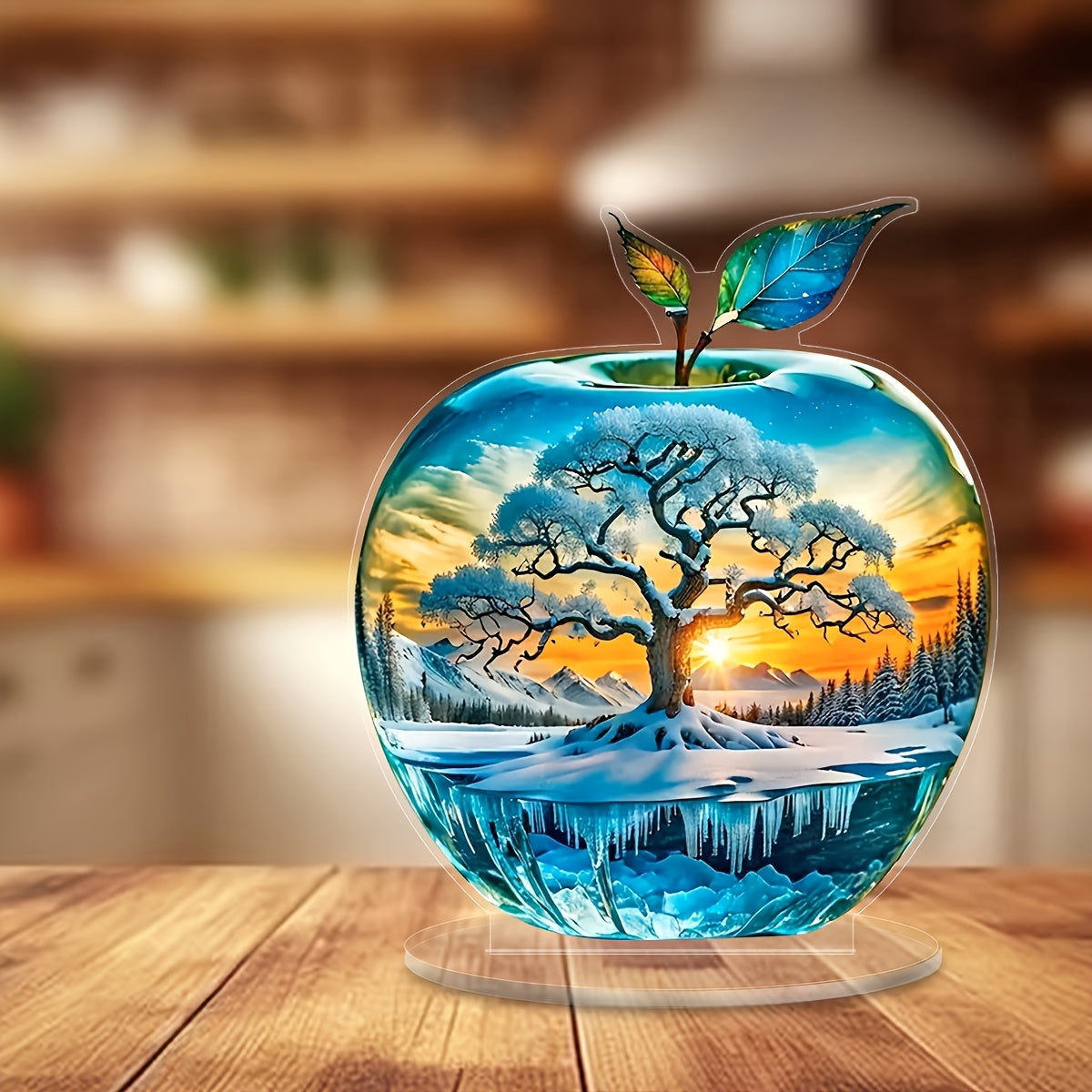 1pc Glam Style Acrylic Tree of Life Sunset Tabletop Decor - Multipurpose Inspirational Plaque for Home and Garden, Elegant Acrylic Tabletop Ornament for Living Room, Bedroom, Kitchen