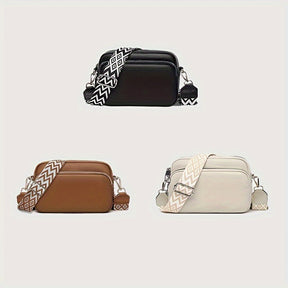 Classic Small Solid Color Shoulder Bag, Elegant Zipper Crossbody Bag For Women, Elegant Shopping Purse With Wide Strap Design