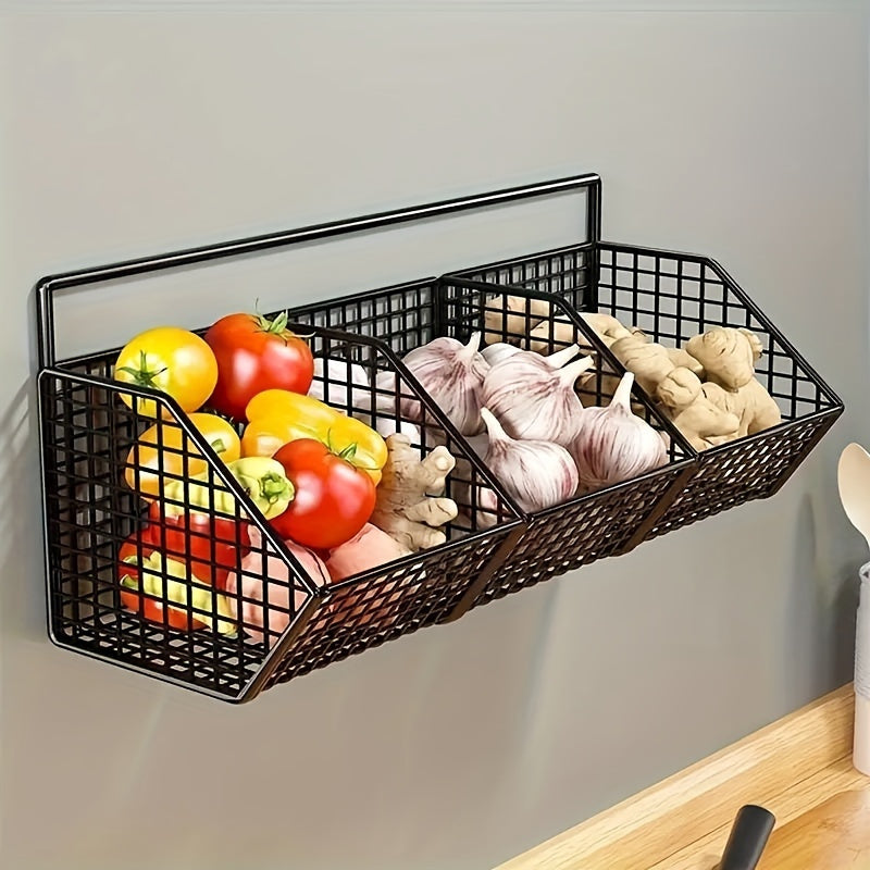 Stylish Kitchen Storage Basket - Durable, Adjustable, And Spacious Organizer for Spices, Garlic, Onions, Vegetables, And More - Perfect for Maximizing Home Kitchen Organization And Reducing Clutter