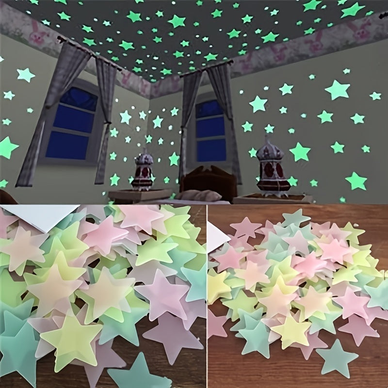 100 Pcs Luminous Star Stickers, Wall Stickers For Bedroom, Living Room, Bedroom Ceiling Decor