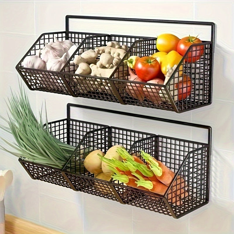 Stylish Kitchen Storage Basket - Durable, Adjustable, And Spacious Organizer for Spices, Garlic, Onions, Vegetables, And More - Perfect for Maximizing Home Kitchen Organization And Reducing Clutter