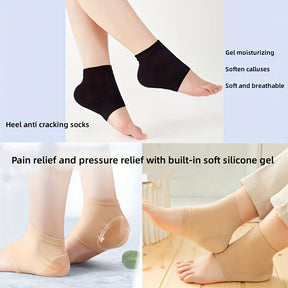 1 Pair Moisturizing Heel Socks with Silicone Gel - Softens & Protects Dry, Cracked Heels for Men and Women