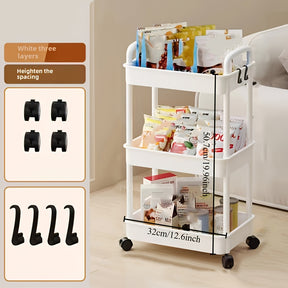 Versatile Multi-Layer Storage Cart - Durable Plastic, 360° Rotation, No Power Needed - Perfect for Bedroom, Kitchen & Home Organization - Available in Black or White, Floor Installation, Storage Box