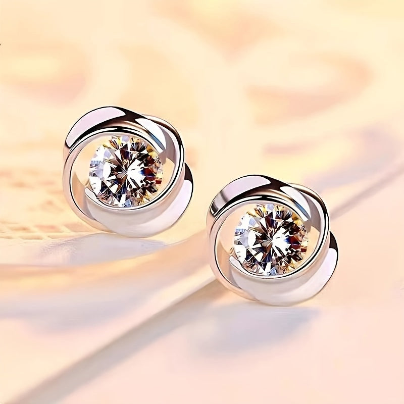 Elegant & Cute Alloy Stud Earrings with Sparkling Cubic Zirconia - Perfect for Casual Attire, Trendy Earrings