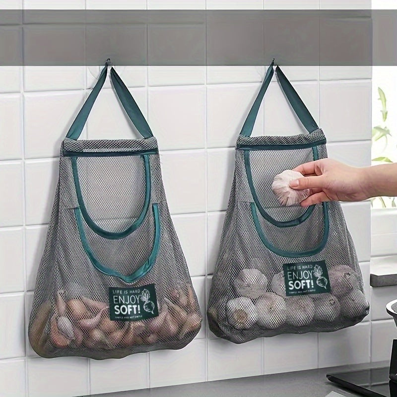 Versatile Kitchen Storage Mesh Bag - Wall-Mounted Organizer for Fruits, Vegetables, Ginger & Garlic | Essential Home Accessory