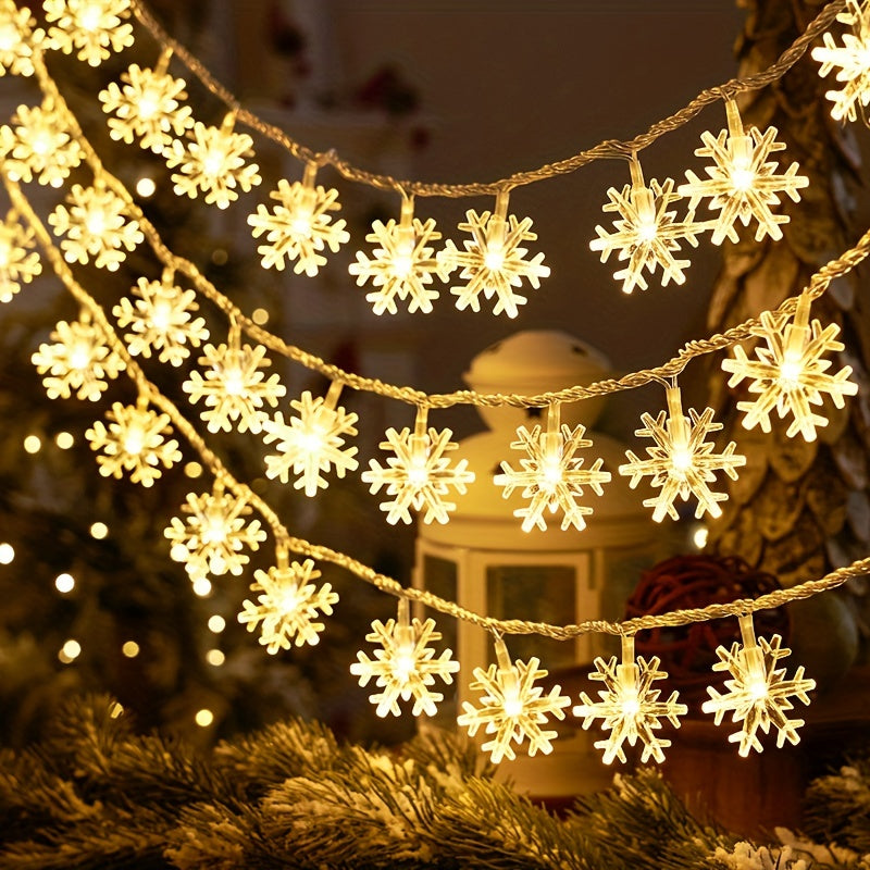 3m LED Snowflake Curtain Lights, Romantic Christmas Curtain String Lights, Fairy String Lights For Wedding Parties Home Bedroom Indoor Decor