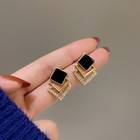 1 pair of simple geometric square earrings for women vintage Precious Stone-studded fashion earrings as a gift for friends