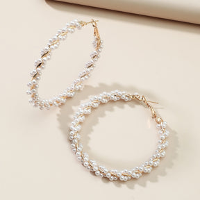 [Popular Choice] Elegant Vintage-Inspired Faux Pearl Earrings, Stainless Steel Hoop Design for Banquets and Daily Wear