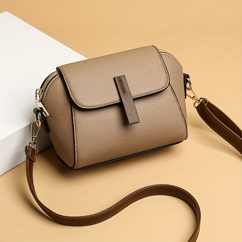 Mini Flap Crossbody Bag, Fashion Solid Color Shoulder Bag, Women's Daily PU Leather Purse For Commuter (7.1*5.1*3.5) Inch