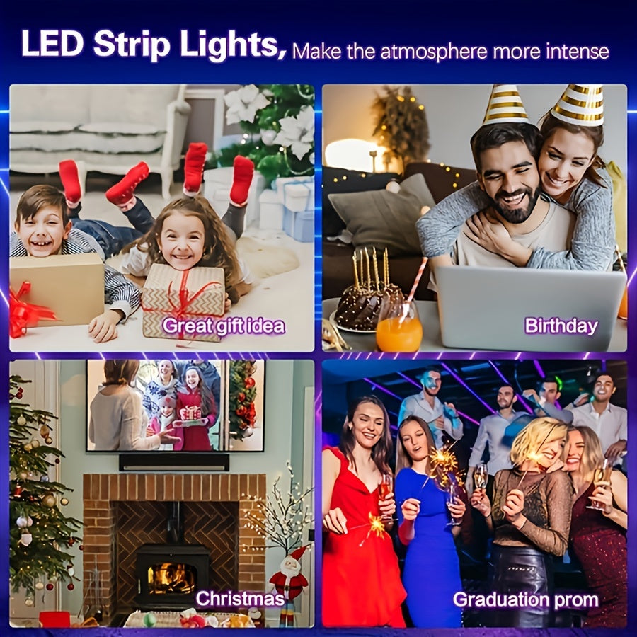 LED Strip Light RGB 5050 Color Changing Light Strip With 3-key Controller Night Light Decoration For Living Room Christmas Party Bedroom Night Light Suitable For Halloween Decoration Light Bedroom LED Light Home Party Decoration Festival