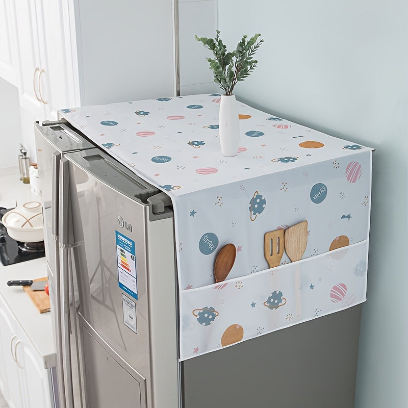 1/4pcs Multifunctional Refrigerator Dust Cover with Pockets, 128.02 X 52.07cm, Fabric Appliance Top Cover, Modern Decorative Storage Organizer for Home & Kitchen Use