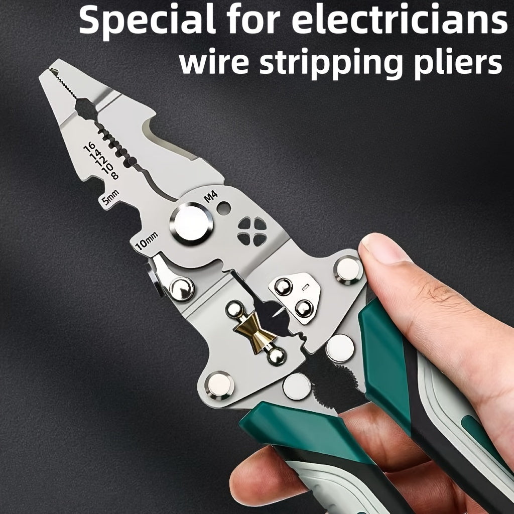 Multifunctional Foldable Wire Strippers: Special Wire Strippers for Electricians, Can Strip Wires, Cut Wires, Twist Water Pipes, Crimp Terminals, Etc., One Pair Is More Than One Pair. Folding Design, Easy to Store. Can Be Used for Electricians, Families,