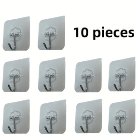 10-Pack Self-Adhesive Metal Hooks - Contemporary Style, Wall Mount, Easy Installation - Multi-Purpose Organizers for Keys, Hats, Towels - Suitable for Bathroom, Bedroom, Office, Kitchen