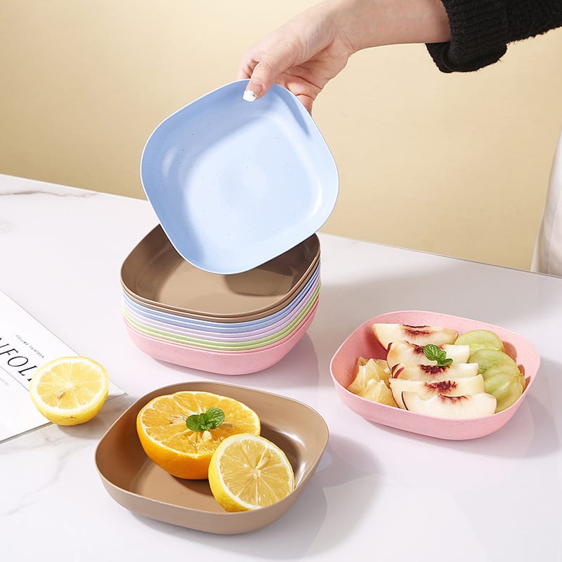 10pcs Plates Set With Holder (random Colours)