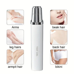 Effortless, Painless, Compact Women's Hair Removal Device, Battery-Powered, Multi-Purpose, Shaver For Private Areas & Underarms