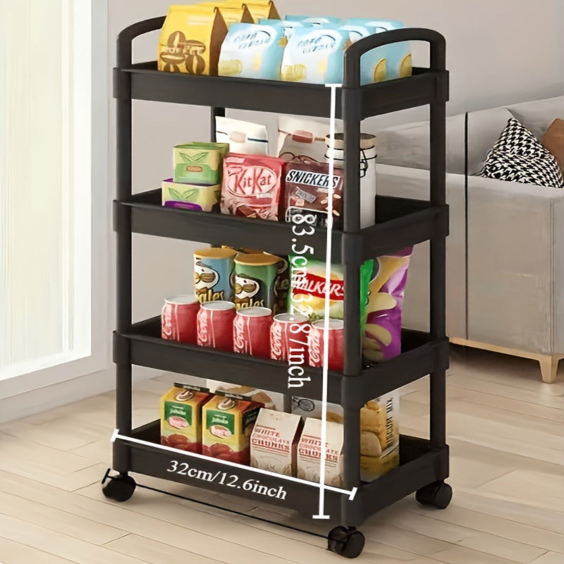 Versatile Multi-Layer Storage Cart - Durable Plastic, 360° Rotation, No Power Needed - Perfect for Bedroom, Kitchen & Home Organization - Available in Black or White, Floor Installation, Storage Box