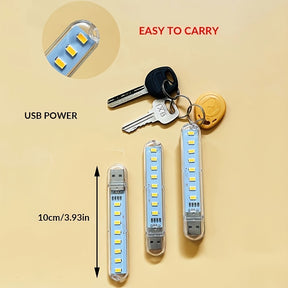 USB-Powered 8LED Night Light - Portable, Rust-Resistant Reading Lamp for Bedroom & Travel