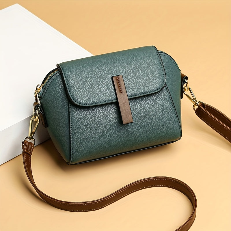 Mini Flap Crossbody Bag, Fashion Solid Color Shoulder Bag, Women's Daily PU Leather Purse For Commuter (7.1*5.1*3.5) Inch