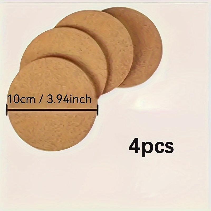 4-Pack Wooden Cork Coasters, 21.59cm Heat Resistant, for Pots, Dishes, And Plants, Kitchen & Dining Table Protectors, Home Accessories