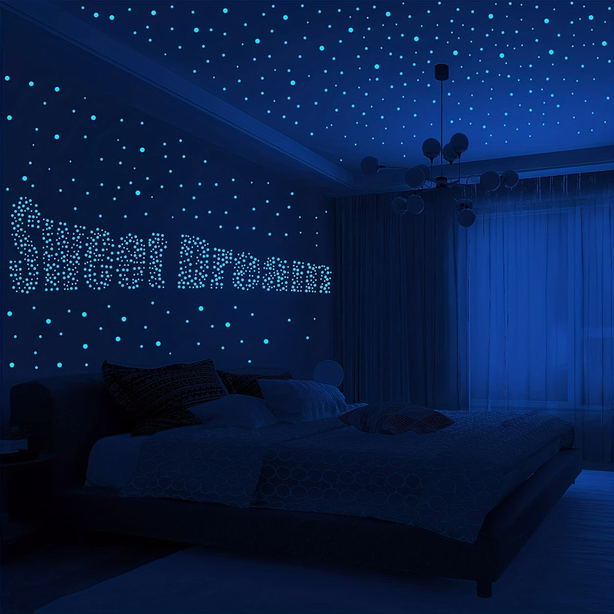 808pcs Luminous Ceiling Ceiling, Glow Wall Stickers Decorative Stickers, 3D Dot Decor Starry Sky Decor For Bedroom Or Birthday Gift (4 Sheets)