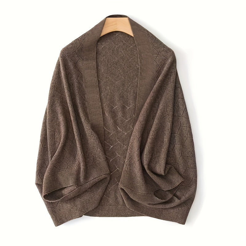 Women's Casual Knit Shawl Scarf - Versatile Solid Color, Batwing Sleeves, Cozy & Warm for Fall/Winter