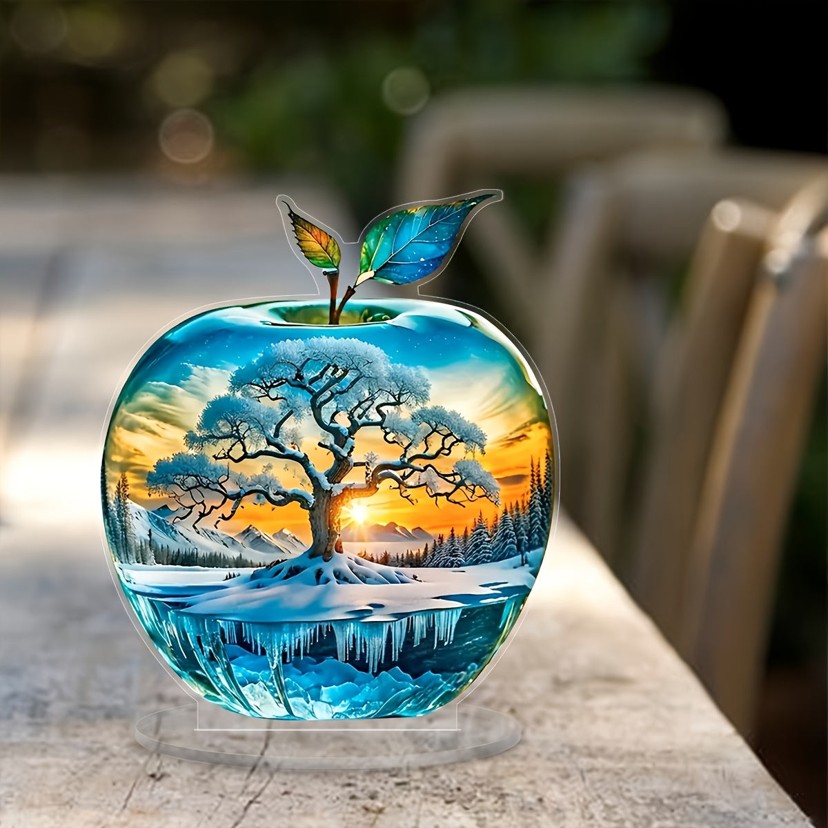 1pc Glam Style Acrylic Tree of Life Sunset Tabletop Decor - Multipurpose Inspirational Plaque for Home and Garden, Elegant Acrylic Tabletop Ornament for Living Room, Bedroom, Kitchen