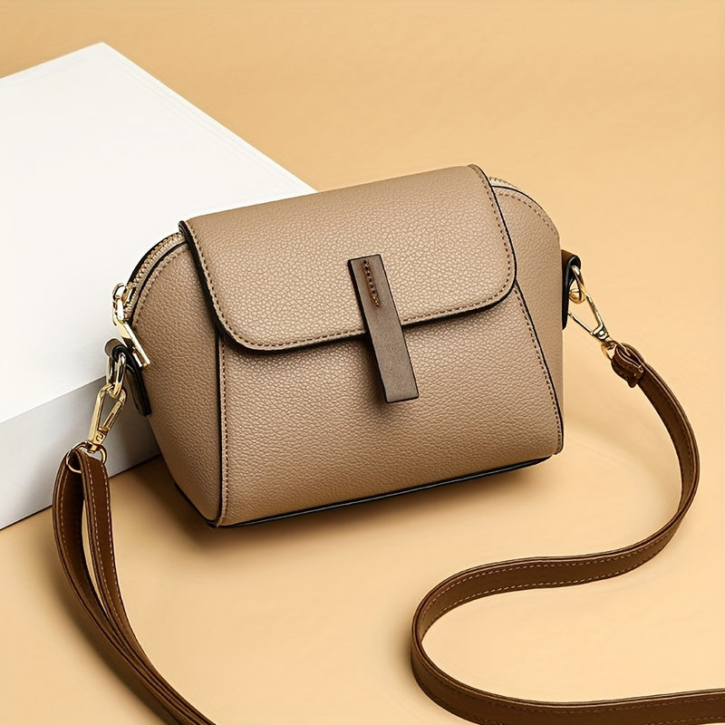 Mini Flap Crossbody Bag, Fashion Solid Color Shoulder Bag, Women's Daily PU Leather Purse For Commuter (7.1*5.1*3.5) Inch